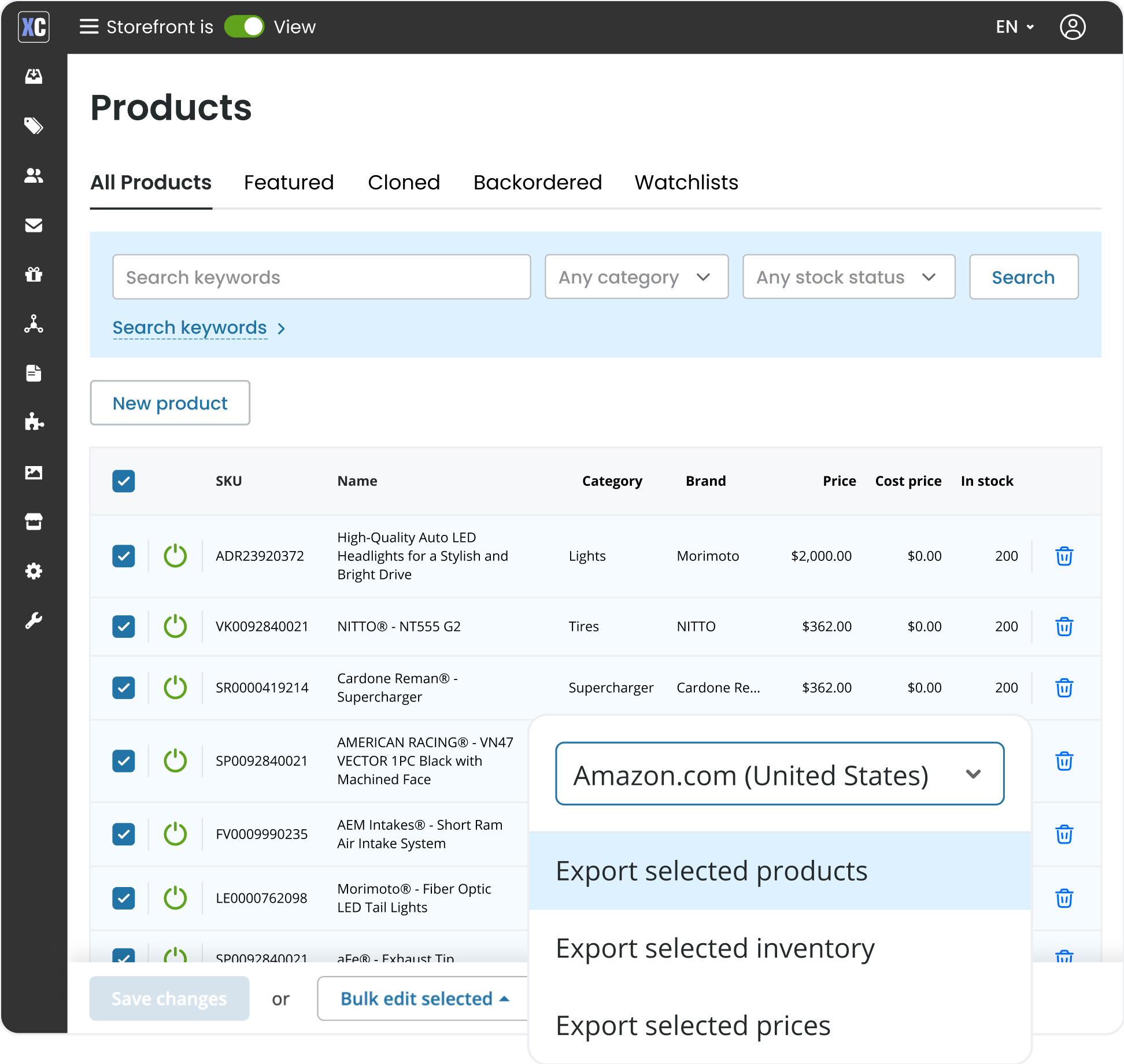 Selling Car Parts on Amazon with X-Cart